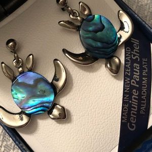 Earrings - Sea Turtle - Paua Shell NZ